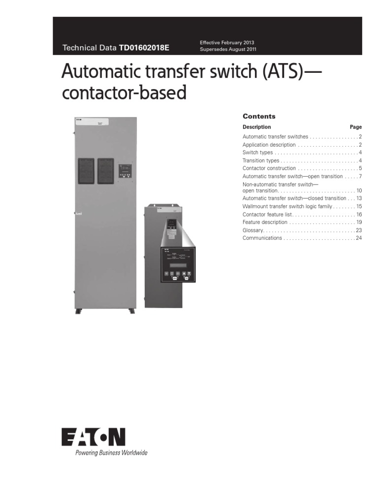 Automatic Transfer Switch (ATS) - Contactor-Based: Technical Data ...