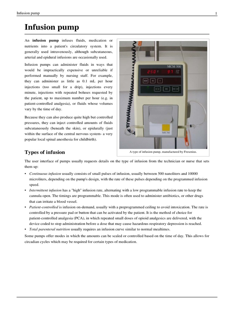 What Is Infusion Pump? PDF Medical Treatments Health Sciences