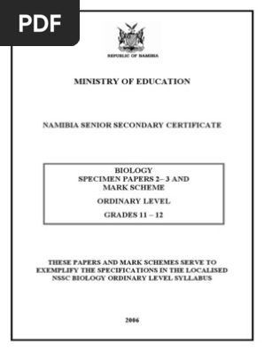 NSSCO Biology Specimen Paper Booklet