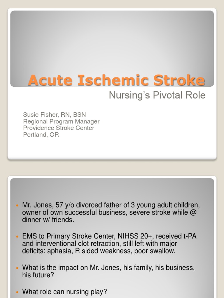 Nursing Care in Acute Ischemic Stroke | PDF | Stroke | Emergency ...