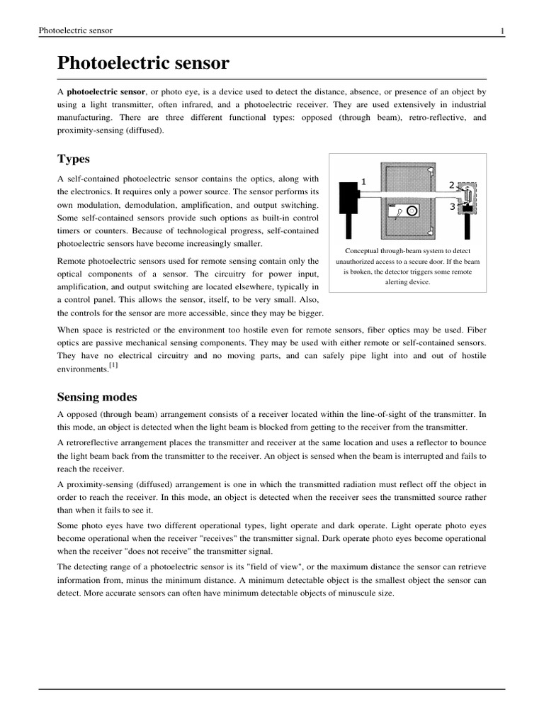 Photoelectric Sensor PDF Optics Radiation