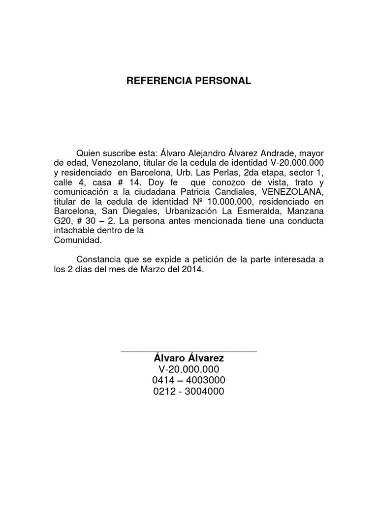 Referencia Personal