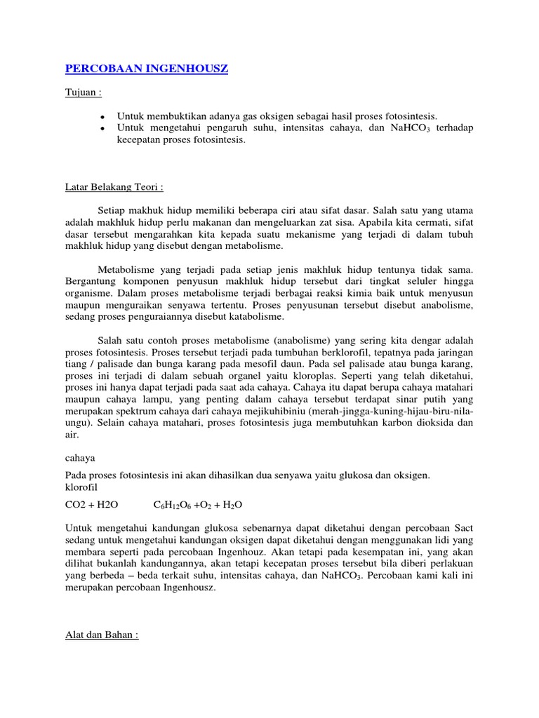 Percobaan Ingenhousz