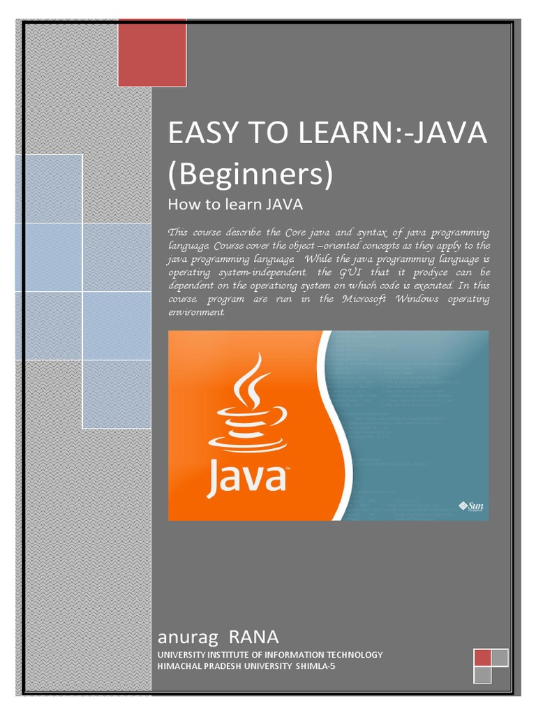 Easy To Learn - Java | PDF | Data Type | Method (Computer Programming)