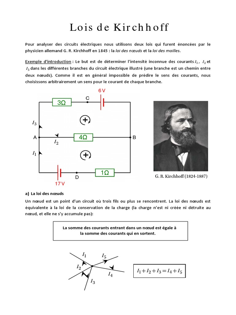Lois de Kirchhoff en Électricité | PDF | Tension électrique | Quantité