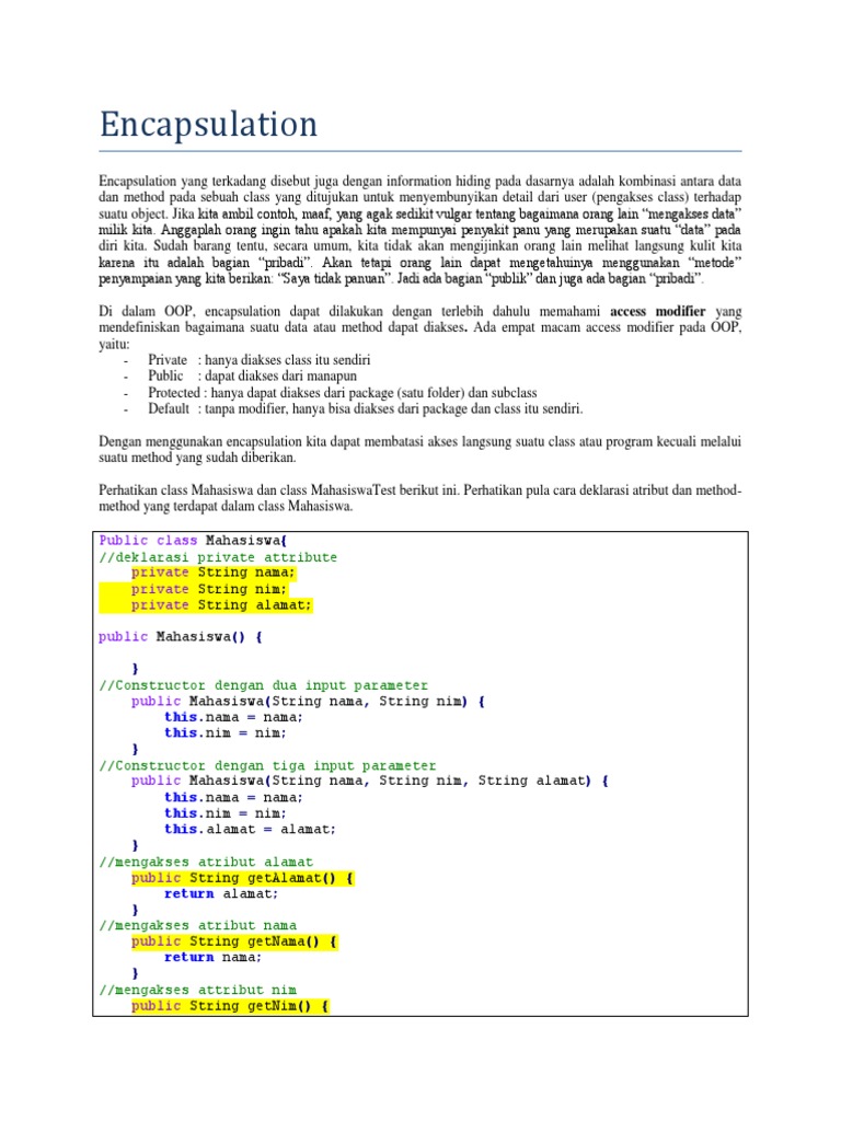 Object Oriented Programming (Encapsulation) | PDF