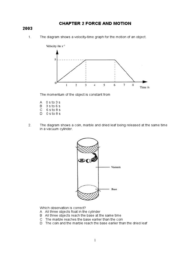 Chapter 2 Force and Motion 2003 | PDF | Acceleration | Collision