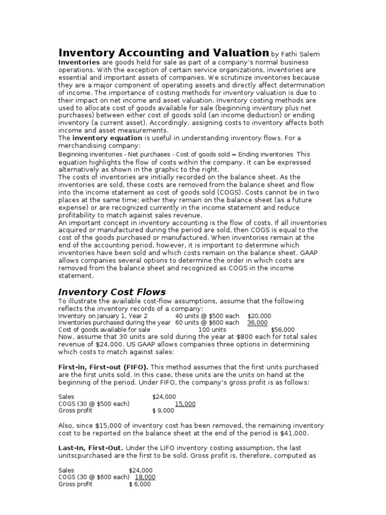 GAAP Inventory Valuation Methods Explained | PDF | Cost Of Goods Sold ...