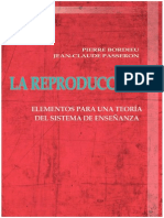 31559829 Bourdieu y Jean Claude Passeron La Reproduccion El Sistema de Ensenanza