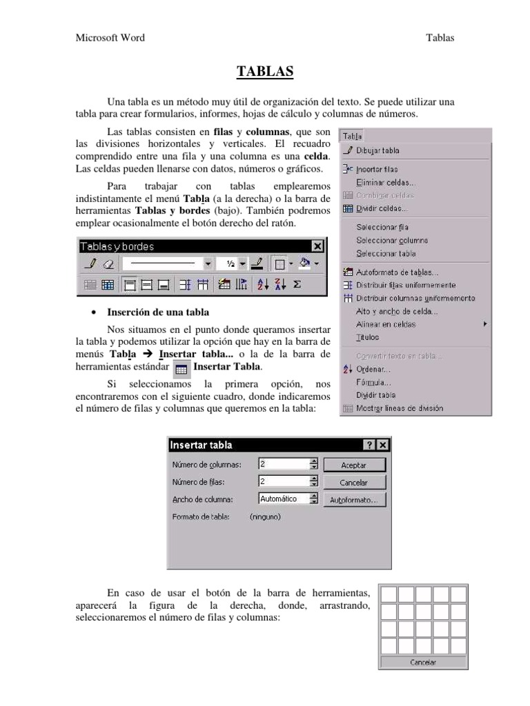 Tablas en MS Word Teoría Tabla (base de datos) Point