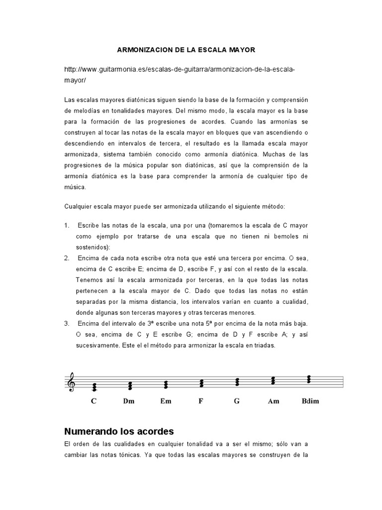 Armonización de Escalas Mayores y Menores | PDF | Escala (música ...