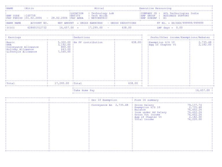 salary slip Government Finances Taxation
