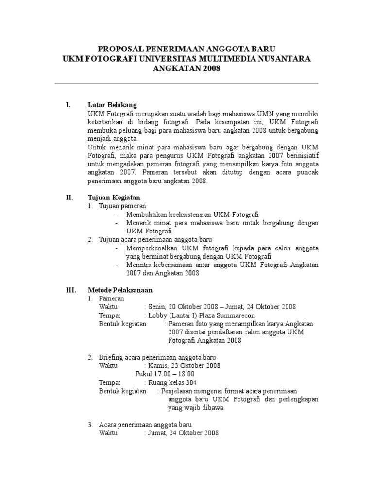 Proposal Penerimaan Anggota Baru