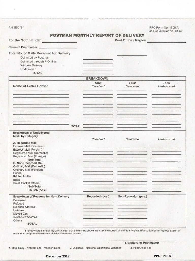 PPC Postman Delivery Report | PDF