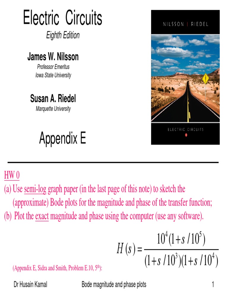 Bode Plots Nilson Sidra App E Student | Electronic Circuits |  Telecommunications Engineering