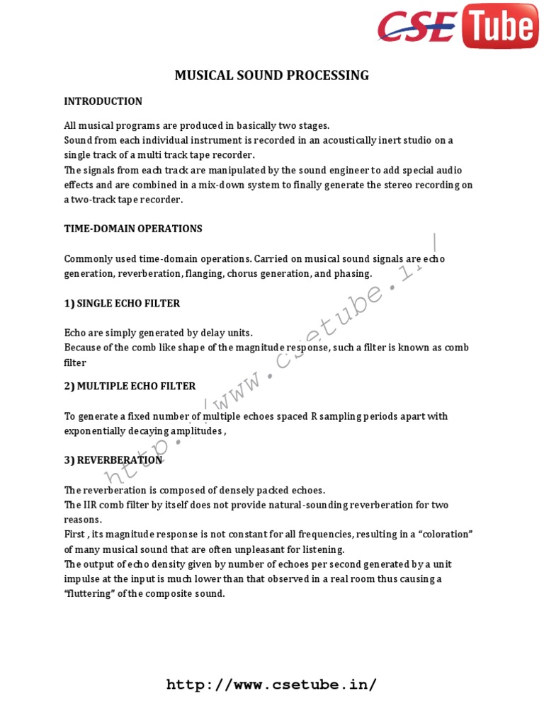 Musical Sound Processing Techniques | PDF | Equalization (Audio ...