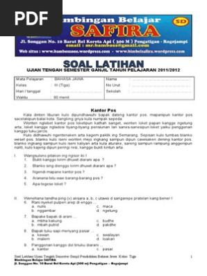 Uts Bahasa Jawa Kelas 3 Semester 1