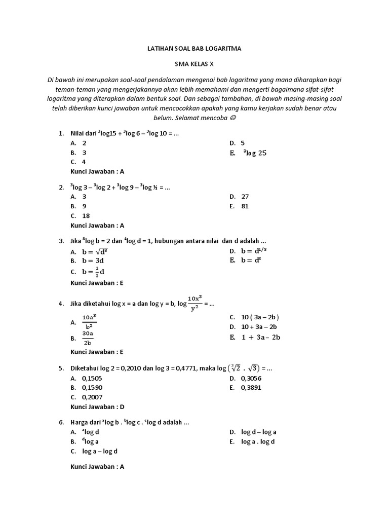 Soal Logaritma SMA P ('t'3) Var B Location Settimeout