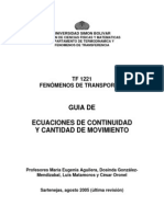 Guía de ecuaciones de continuidad y cantidad de movimiento