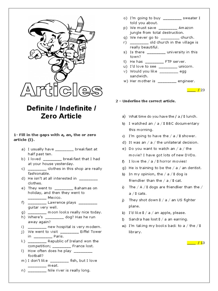 Articles Exercise PDF