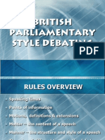 British Parliamentary Style Debating - OVERVIEW