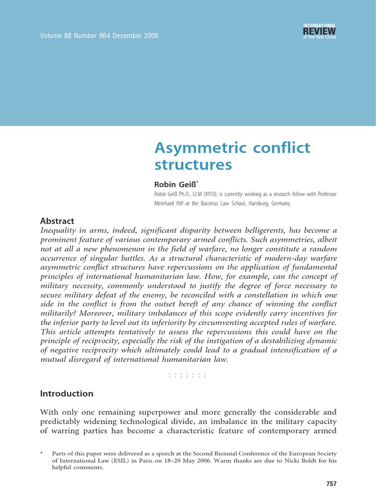 Asymmetric Conflict Structures PDF International Humanitarian Law