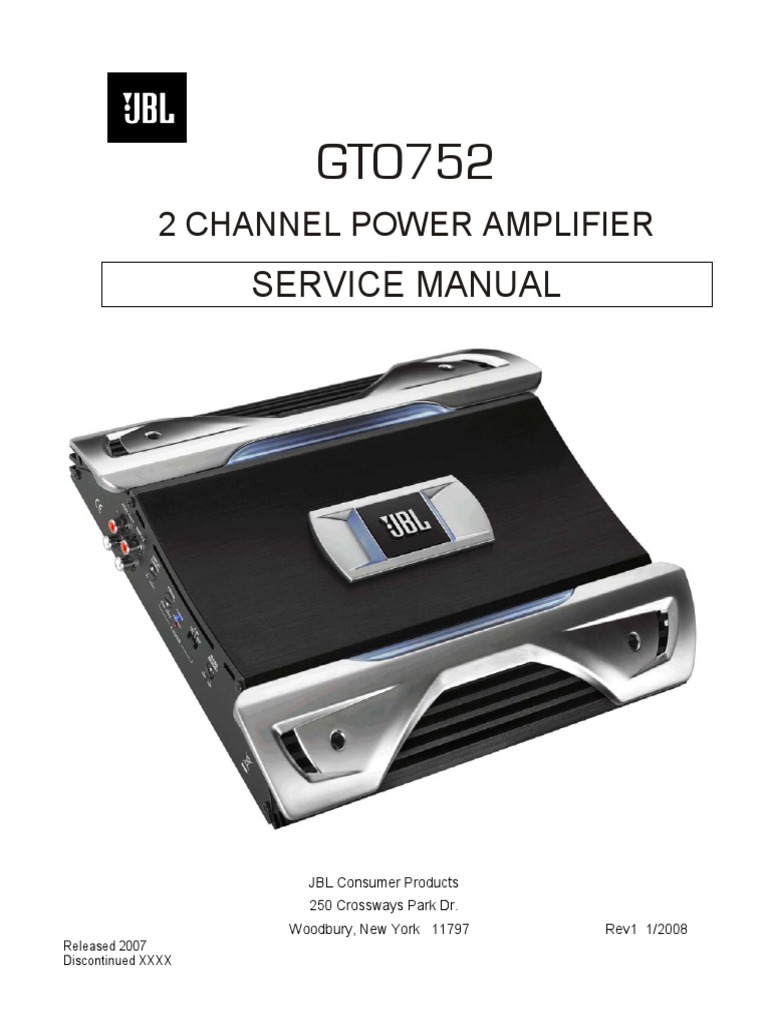 JBL GTO752 Amplifier Specifications | PDF | Amplifier | Loudspeaker