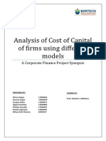 Analysis of Cost of Capital of Firms Using Different Models: A Corporate Finance Project Synopsis