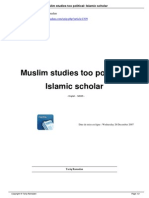 Muslim Studies Too Political Islamic Scholar