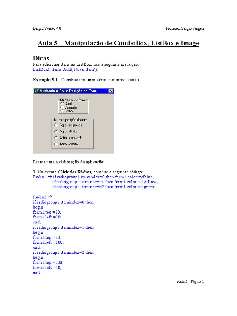 Manipulação de Componentes Delphi | PDF | Informática | Programas