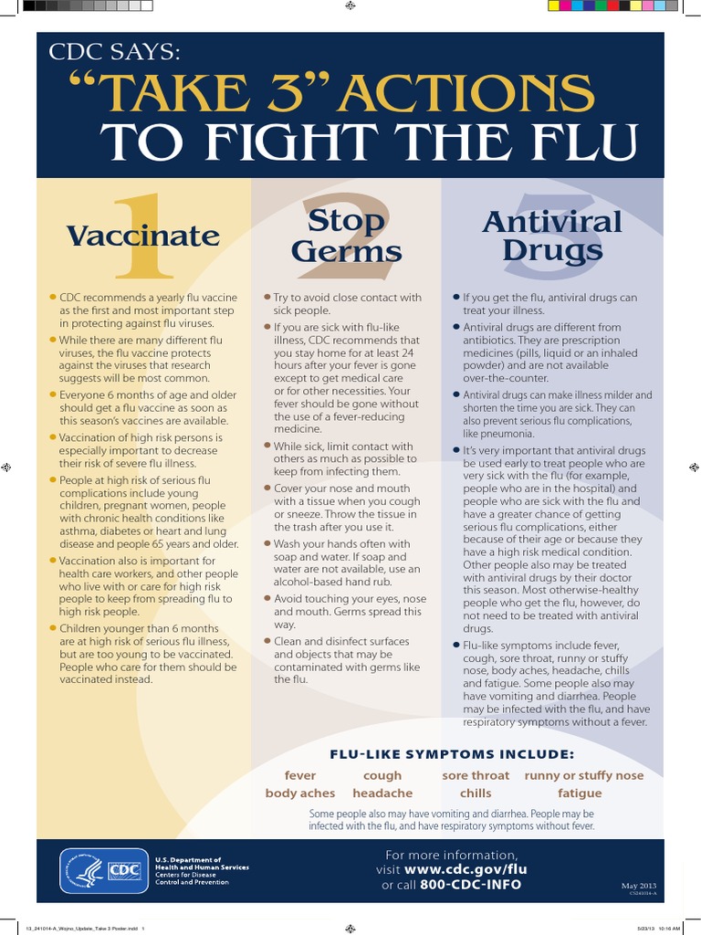 Three Key Actions to Fight the Flu: Stop Germs, Vaccinate, Take ...