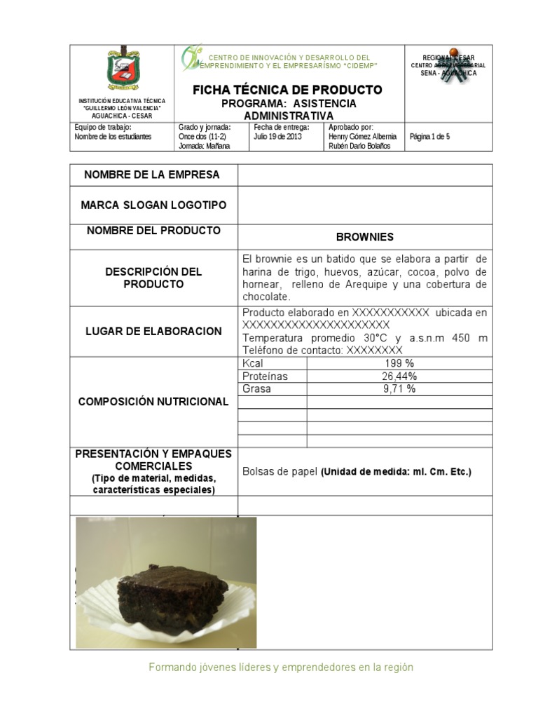 Ficha Tecnica De Una Bebida