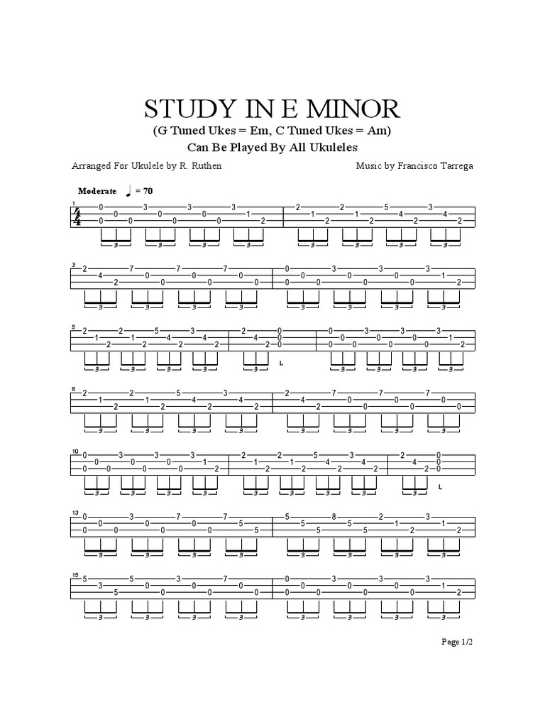 Tarrega Study in e Minor Ukulele