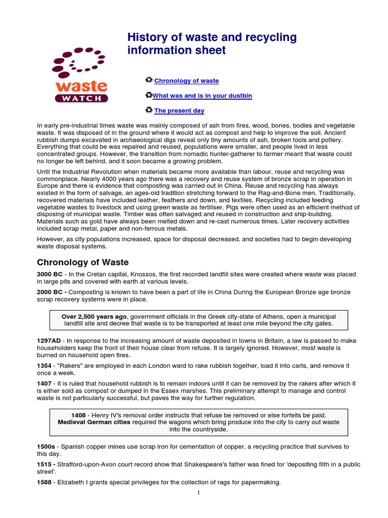 History of Waste PDF Recycling Waste