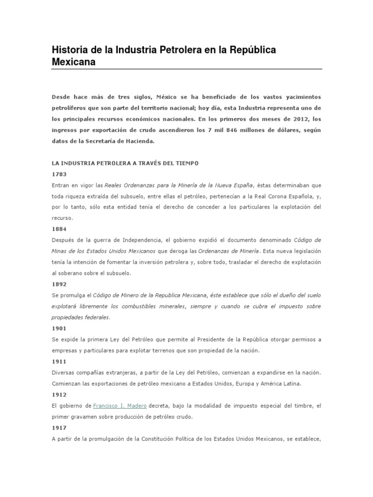 Historia de la Industria Petrolera en México | PDF
