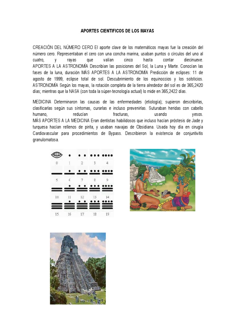 Aportes Cientificos de Los Mayas