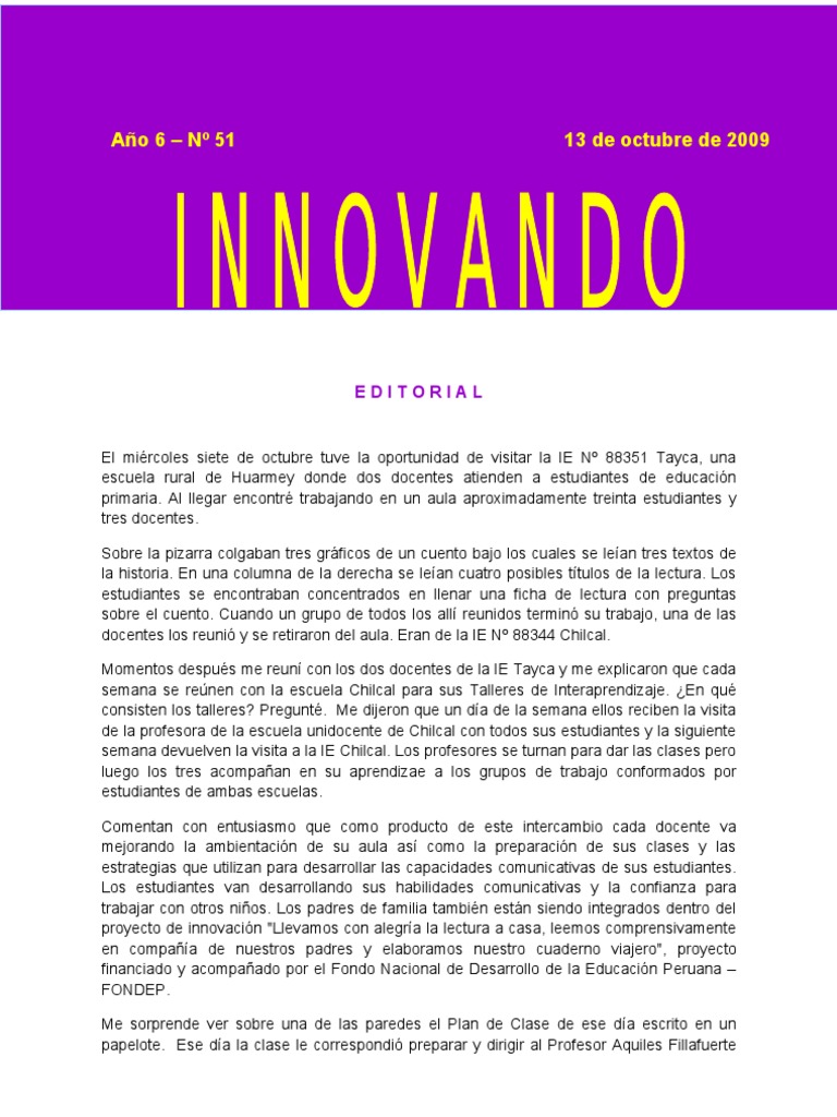 Innovación educativa en escuelas rurales | PDF | Liderazgo | Innovación