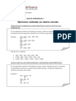 Guía de aprendizaje 7° A, B, y C operatoria combinada Prof. Luis Herrera 2014