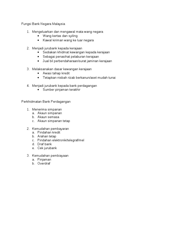 Fungsi Bank Negara Malaysia Pdf