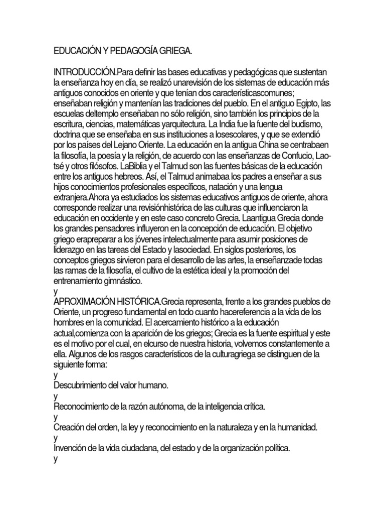 Educación y Pedagogía en la Antigua Grecia | PDF | Sócrates | Platón