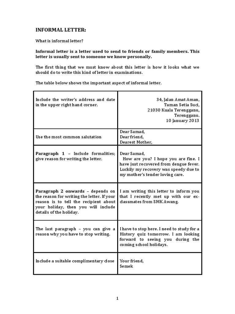 Informal Letter