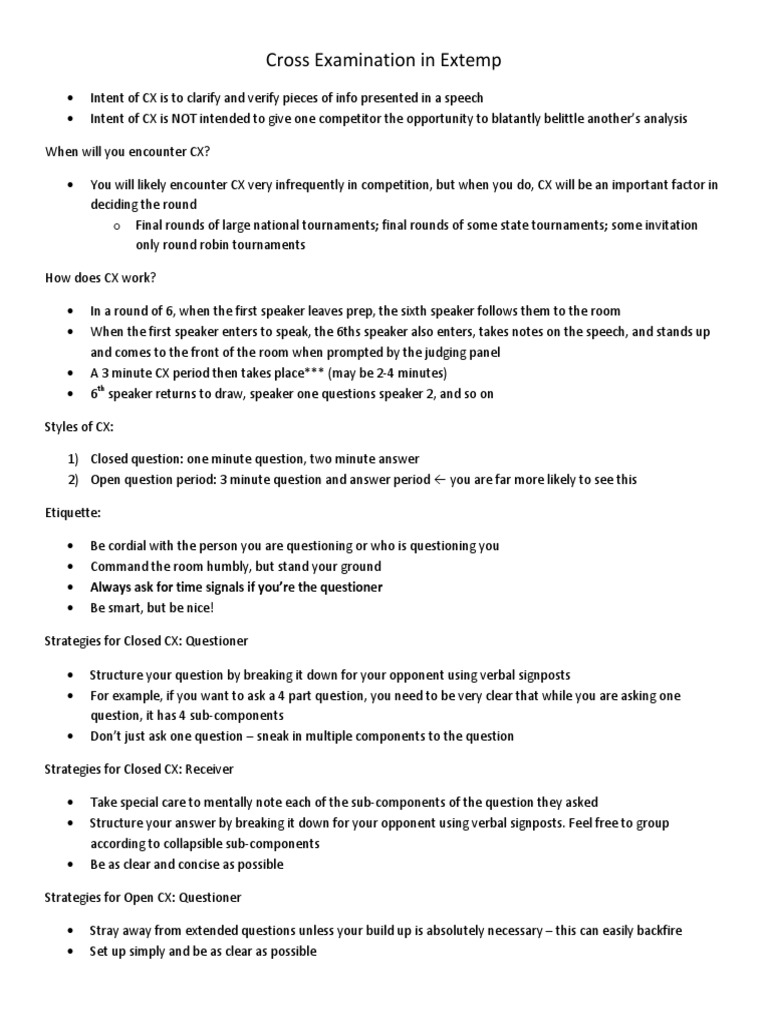 Mastering Cross Examination in Extemp | PDF