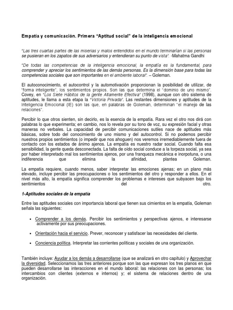 Empatía y Comunicación Emocional | PDF | Inteligencia emocional | Las ...