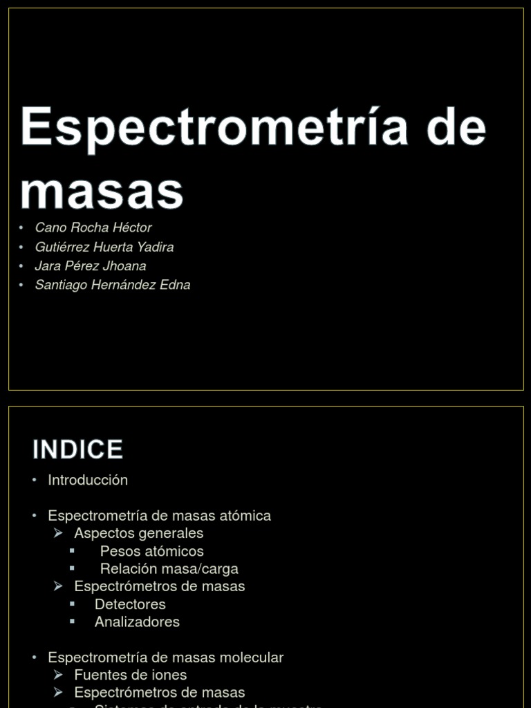 Espectrometría de Masas: Fundamentos y Aplicaciones | PDF ...