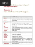 Glossário erros frequentes Português