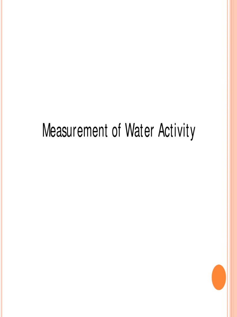 Water Activity Measurement Techniques | PDF | Pressure Measurement ...