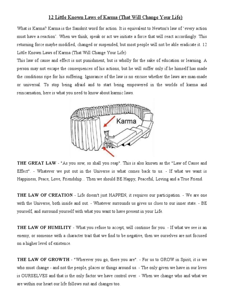 12 Little Known Laws of Karma | PDF | Karma | Cognitive Science