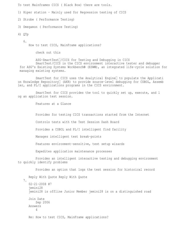 Mainframe Testing PDF Debugging Software Engineering