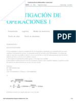 INVESTIGACIÓN DE OPERACIONES 1 - EJERCICIOS 1 Inventario