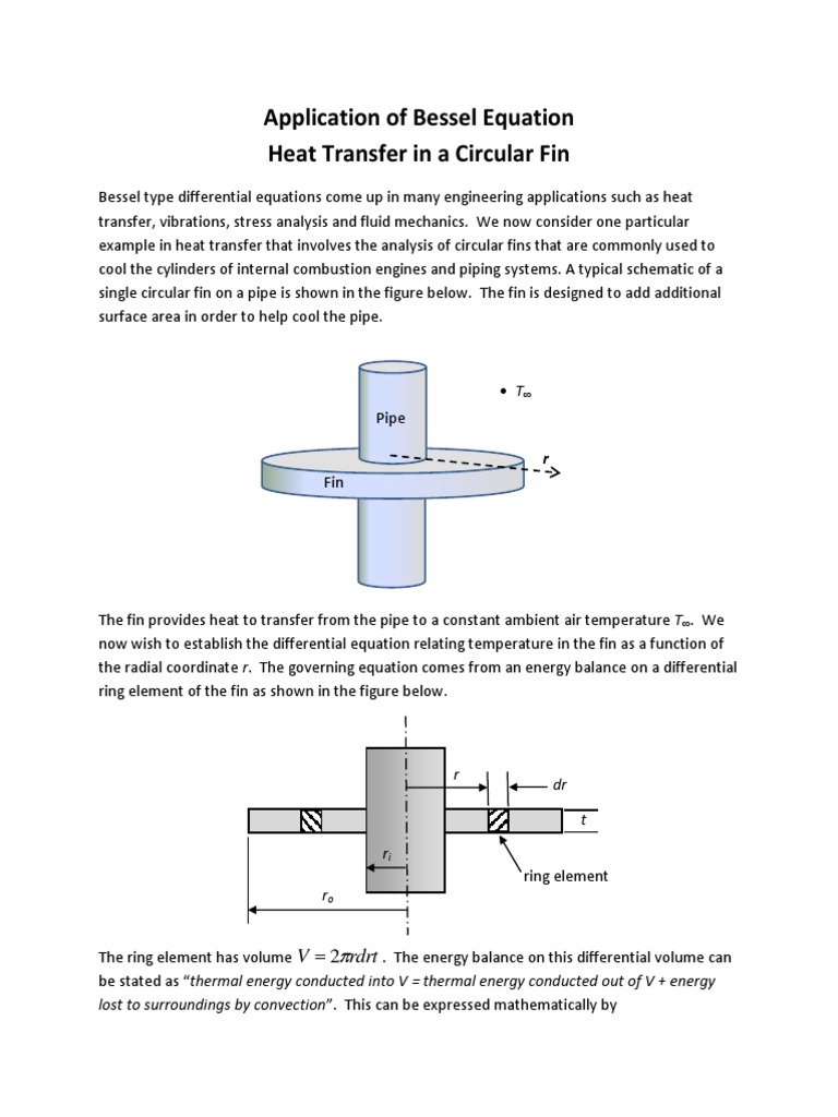 Bessel Application, Circular Fin | PDF | Thermal Conduction | Heat Transfer